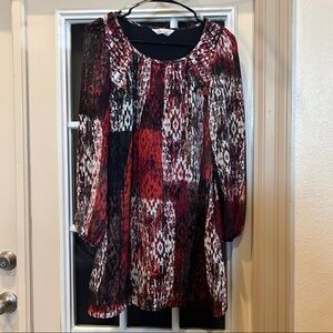 Speechless Women's Blouse - Red and Black Pattern